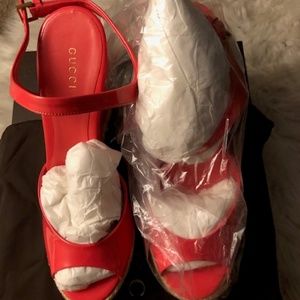 Hot Pink Gucci Wedges